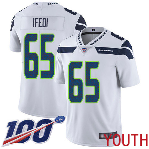 Seattle Seahawks Limited White Youth Germain Ifedi Road Jersey NFL Football 65 100th Season Vapor Untouchable